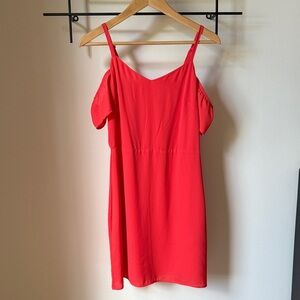 Express Vibrant Red Cold Shoulder Mini Dress